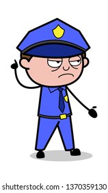 Advise - Retro Cop Policeman Vector Illustration