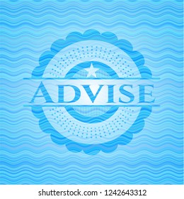 Advise sky blue water wave style emblem.