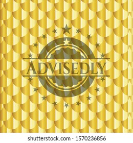 Advisedly golden emblem. Scales pattern. Vector Illustration. Detailed.