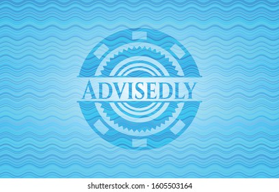 Advisedly light blue water badge background. Vector Illustration. Detailed.