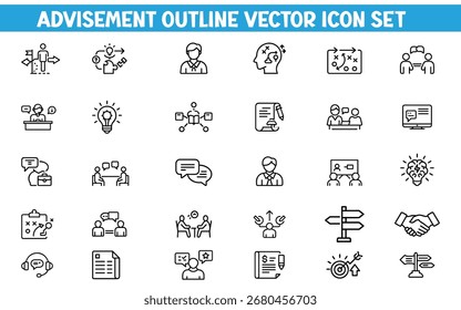 Advisement outline vector icon set.