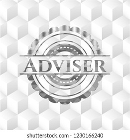 Adviser grey emblem with cube white background
