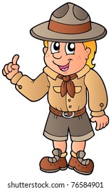 Aconsejar niño de scout - ilustración vectorial.