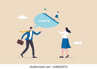Advisor or consultant give advice to reach business goal, motivate employee to success in work, career development plan concept, businessman manager giving guidance advice for coworker to reach goal.