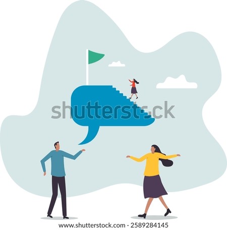 Advisor or consultant give advice to reach business goal, motivate employee to success in work, career development plan.business concept.flat character.