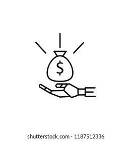 Advisor earning concept line icon. Simple element illustration. Advisor earning concept outline symbol design from Robot set. Can be used for web and mobile