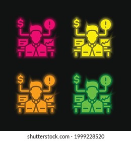 Advisor Four Color Glowing Neon Vector Icon