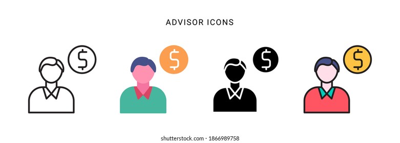 advisor icon vector design with four different style. isolated on white background
