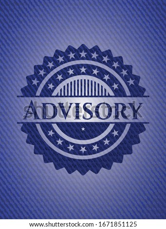 Advisory badge with denim texture. Vector Illustration. Detailed.