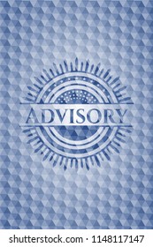 Advisory blue hexagon badge.
