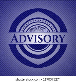 Advisory emblem with jean background