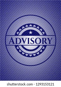 Advisory emblem with jean background