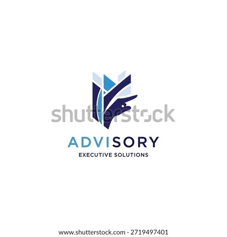 Advisory executive solutions logo featuring abstract symbolic element and professional text for business services