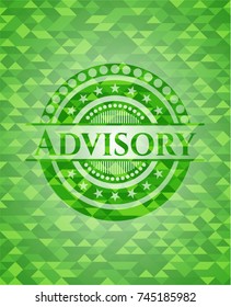 Advisory green emblem with mosaic background