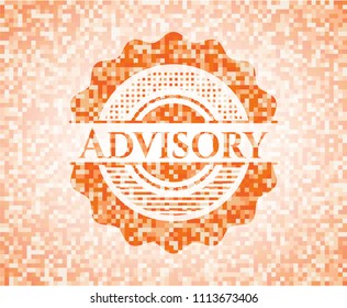 Advisory orange mosaic emblem with background