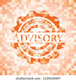 Advisory orange mosaic emblem with background