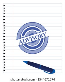 Advisory pen effect. Blue ink. Vector Illustration. Detailed.