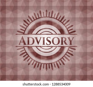 Advisory red badge with geometric pattern. Seamless.