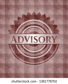 Advisory red seamless emblem with geometric pattern.