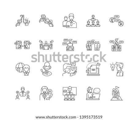 Advisory services line icons, signs, vector set, outline illustration concept 