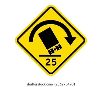 Advisory Speed Truck Rollover Warning for Sharp Curve Sign Alerting Drivers to Hazardous Bend and Recommended Speed, Essential for Road Safety in High-Risk Areas, US Road Sign Compliant, High-Quality 