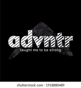 advntr, lettering design with line texture, for print on t shirts