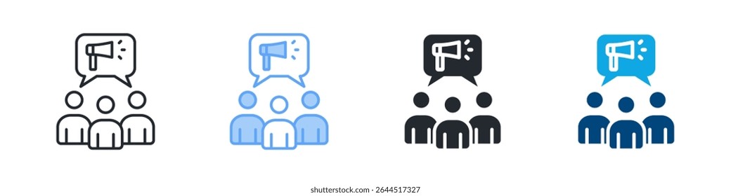 Advocacy Icon Set Multiple Style. Designed In Outline, Blue, Glyph, Dual Tone