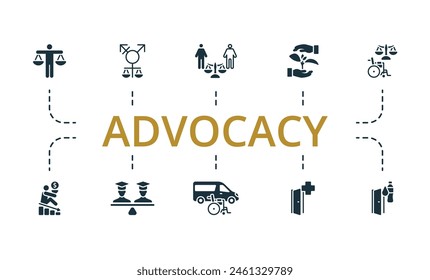 Advocacy set. Creative icons. Editable elements.