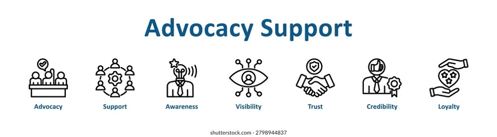 -Advocacy Support web icon banner with line art style