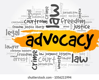 Advocacy word cloud collage, law concept background