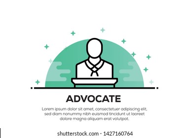 ADVOCATE AND ILLUSTRATION ICON CONCEPT