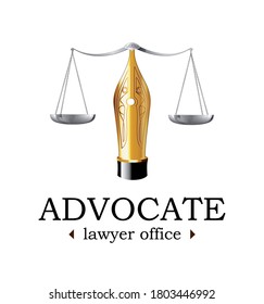 Advocate Lawyer Office Logo Fountain Pen Stock Vector (Royalty Free ...