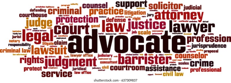 Advocate word cloud concept. Vector illustration