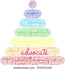 Advocate word cloud on a white background. 