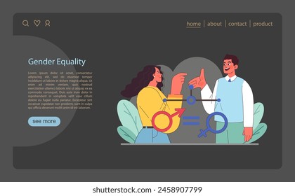 Advocating for balance in gender roles. A visual dialogue on equality. Celebrating gender parity in every sphere. Icons of empowerment and fairness. Flat vector illustration.