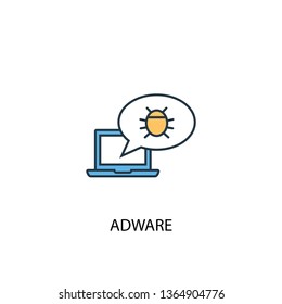 Adware concept 2 colored line icon. Simple yellow and blue element illustration. Adware concept outline symbol design
