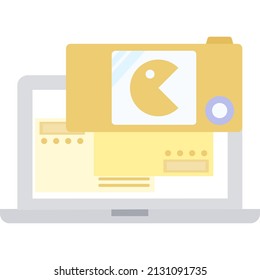 Icono de Adware. Vector de mercadotecnia viral. Portátil plano aislado sobre fondo blanco. Campaña publicitaria, propagación de contenido digital