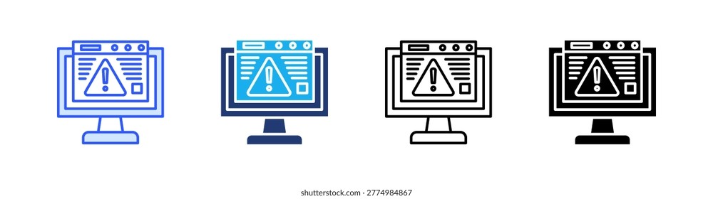Adware Multiple Style Icon Set Vector
