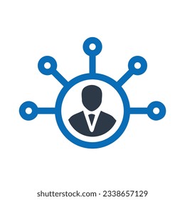Icono azul plano de la campaña Adwords Isolación sobre el vector de fondo blanco Ilustración | Iconos de Seo