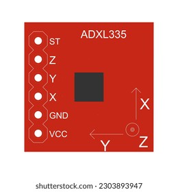 ADXL335 3-axis accelerometer vector illustration in EPS format for electronics and mechanical engineering projects