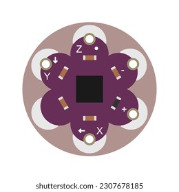 ADXL335 Three-Axis Accelerometer Board Vector Illustration - A detailed vector graphic representing a three-axis accelerometer board