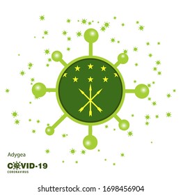 Adygea Coronavius Flag Awareness Background. Stay home, Stay Healthy. Take care of your own health. Pray for Country