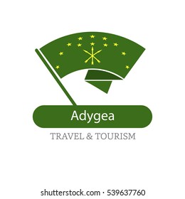 Adygea The Travel Destination logo - Vector travel company logo design - Country Flag Travel and Tourism concept t shirt graphics - vector illustration