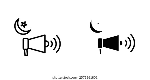 Adzan icons. black and white vector set.
