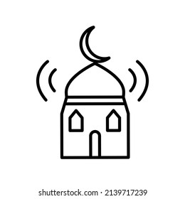 Mezquita de sonido de icono lineal Adzan  