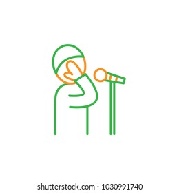 Adzan. Prayer Call symbol in islam. Simple monoline icon style for muslim ramadan and eid al fitr celebration.