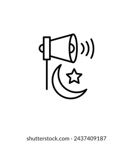 Adzan vector line icon illustration.