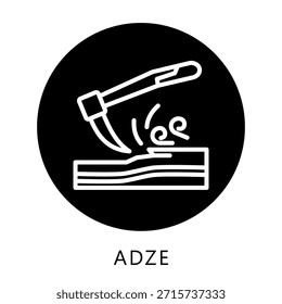 ADZ Icon-Taste, Mini-Illustration beziehen sich auf Tischlerei, Holzindustrie. Für moderne Konzeption, UI, UX Web- und App-Entwicklung.