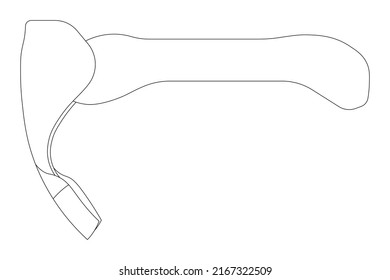 Adze isolated outline vector on white background. This cutting tool is used for removing heavy waste, leveling, shaping, or trimming the surfaces of timber. svg