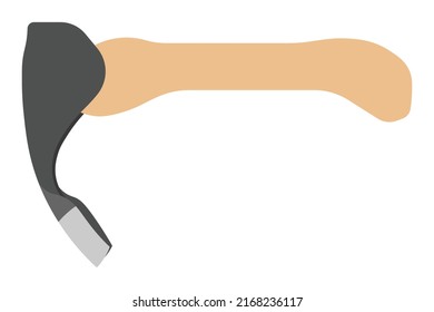 Adze isolated vector on white background. This cutting tool is used for removing heavy waste, leveling, shaping, or trimming the surfaces of timber. svg